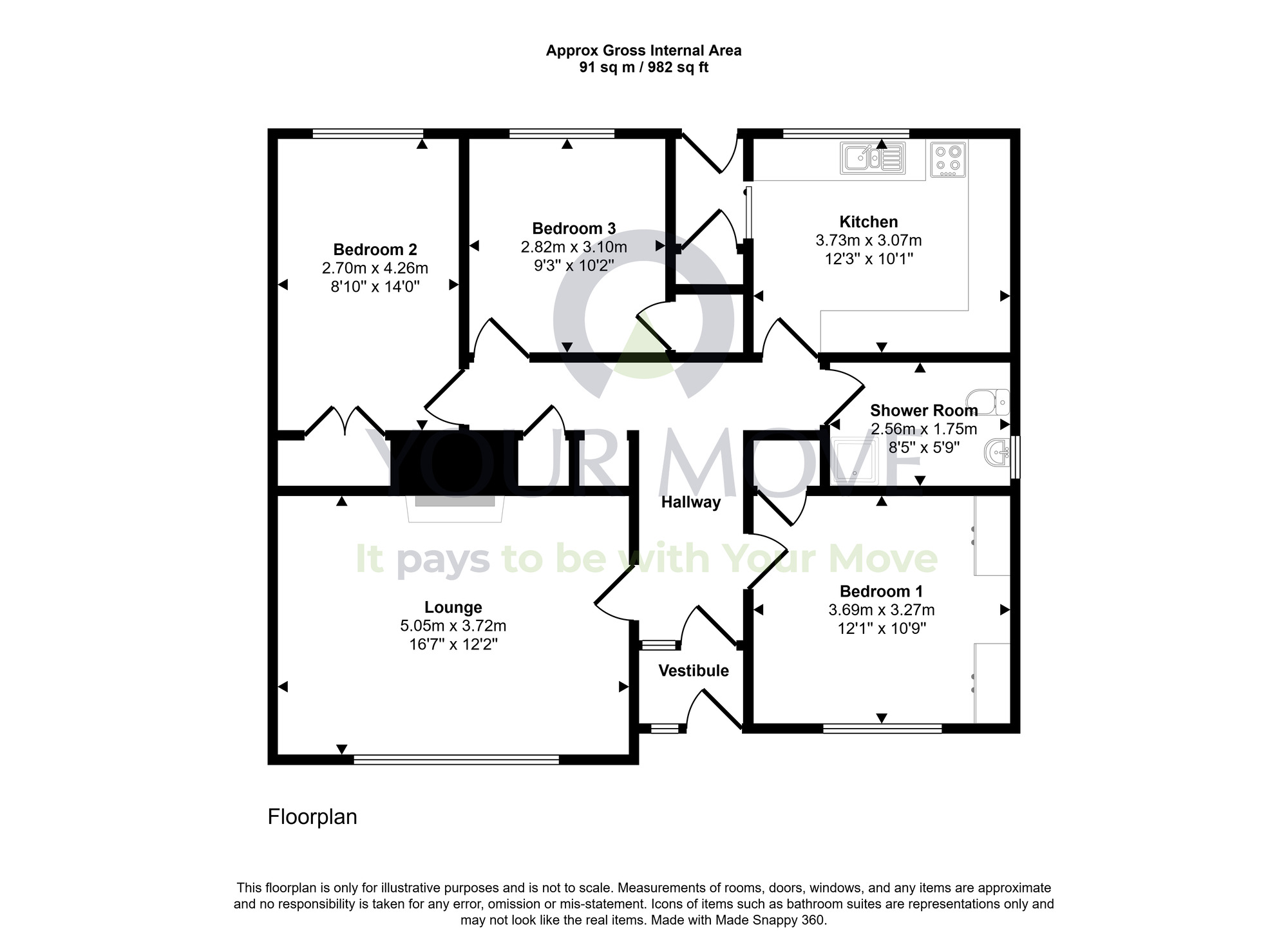 Floorplan of 3 bedroom Detached Bungalow for sale, Convener Street, New Elgin, Moray, IV30