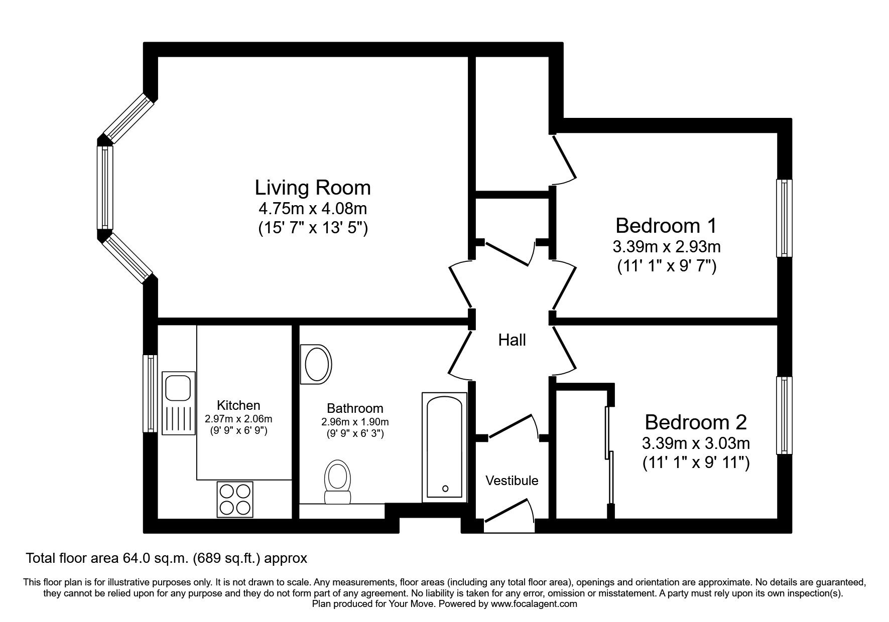 Floorplan of 2 bedroom  Flat to rent, Calcots Crescent, Elgin, Morayshire, IV30