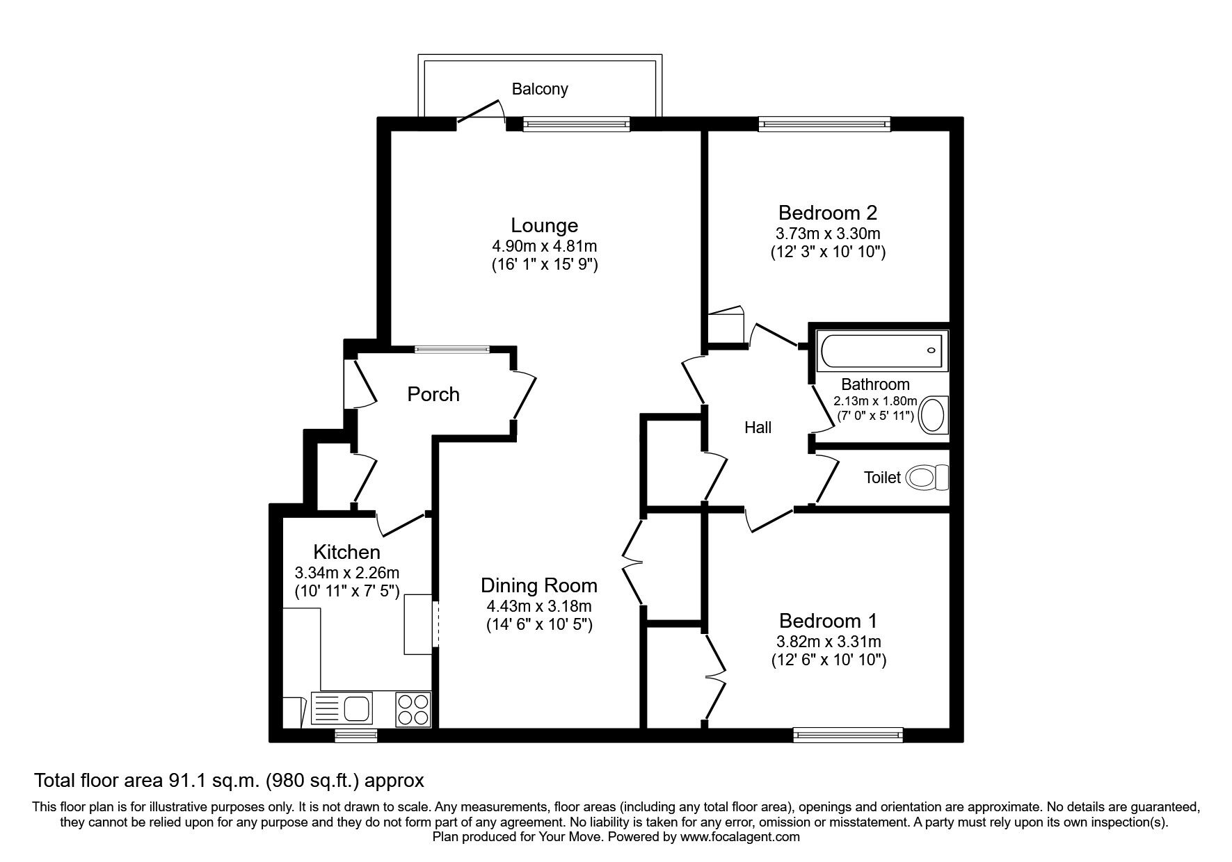 Floorplan of 2 bedroom  Flat to rent, Greenacres, London, SE9