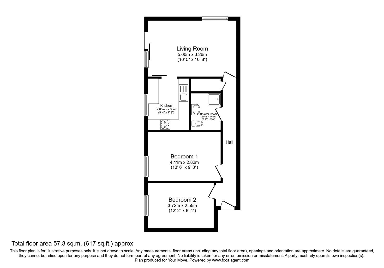 Floorplan of 2 bedroom  Flat to rent, Marlowe Gardens, London, SE9