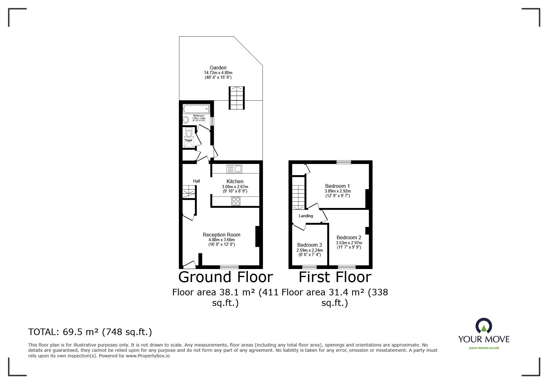 Floorplan of 3 bedroom Mid Terrace House for sale, Prestbury Square, London, SE9