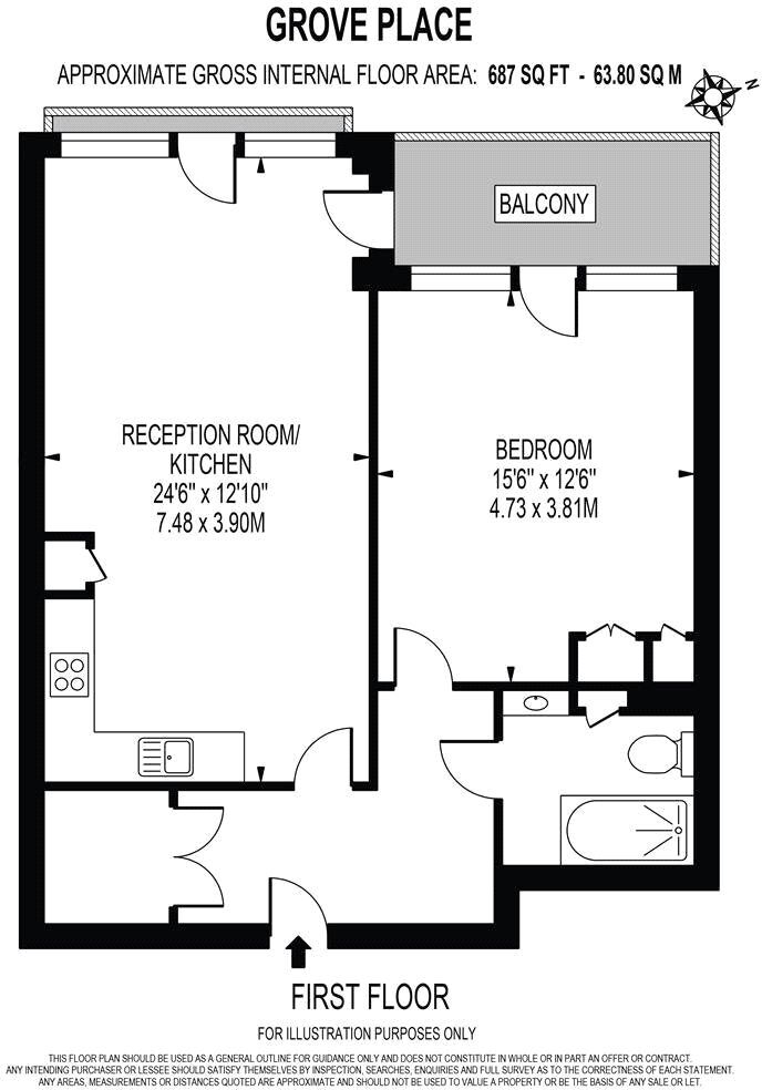 Floorplan of 1 bedroom  Flat for sale, Grove Place, London, SE9