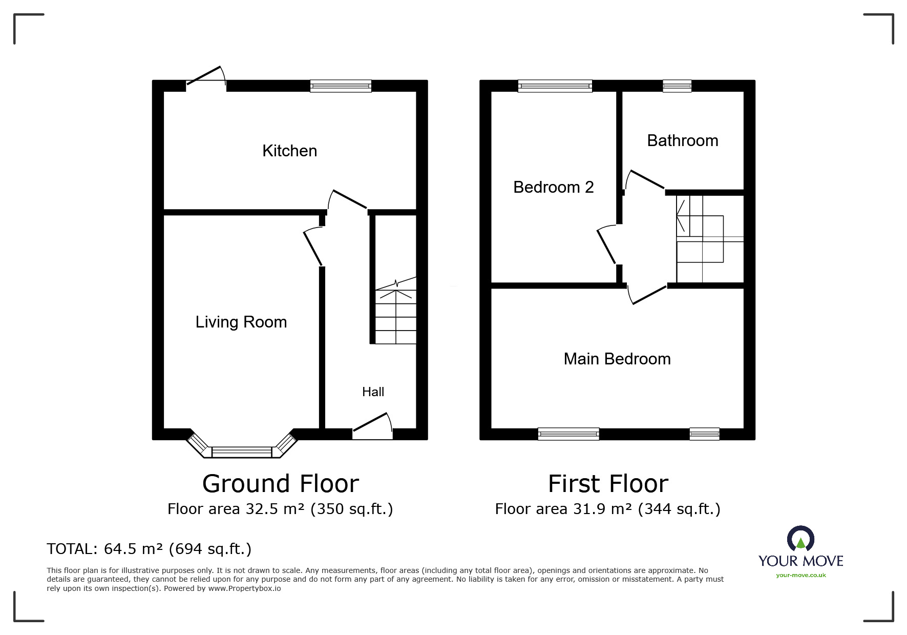 Floorplan of 2 bedroom Mid Terrace House to rent, Purneys Road, London, SE9