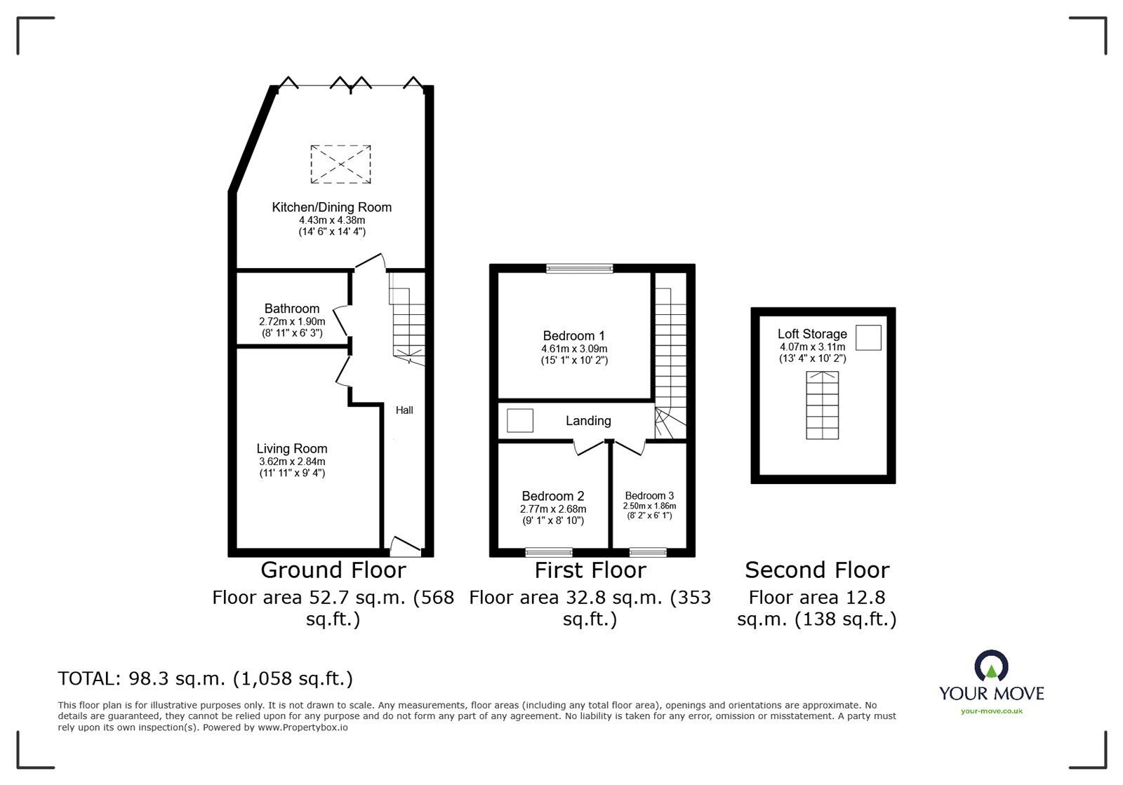 Floorplan of 3 bedroom Mid Terrace House for sale, Castlecombe Road, Mottingham, London,, SE9