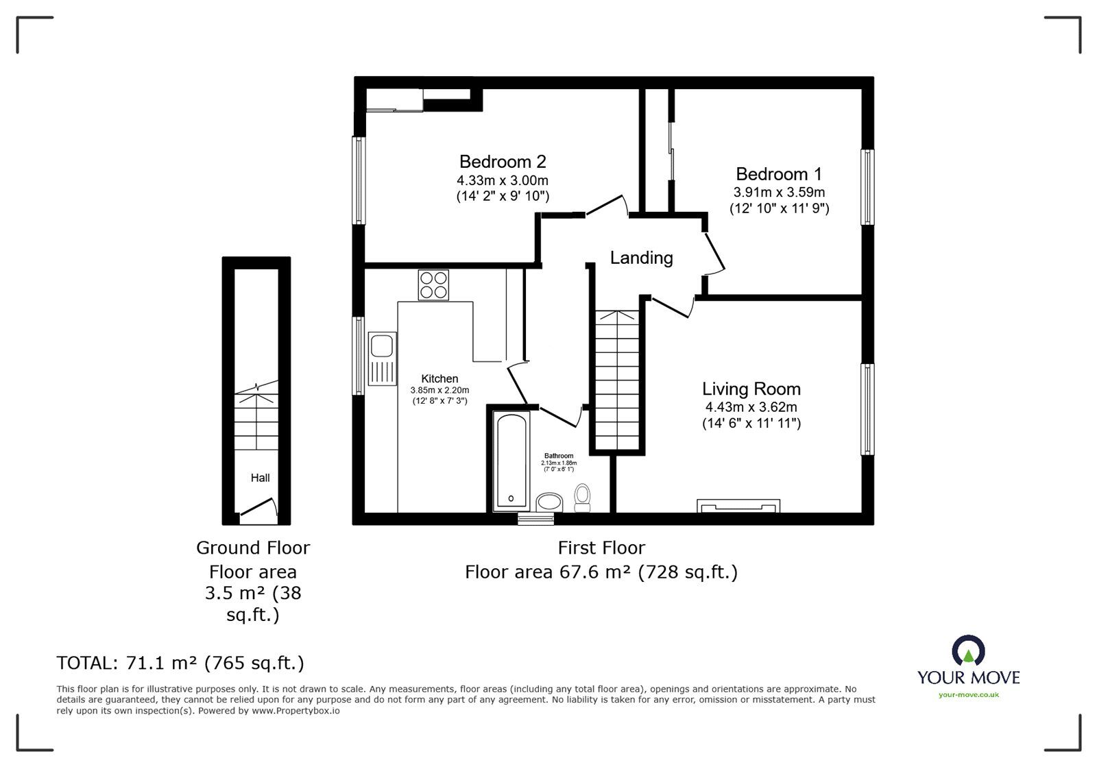 Floorplan of 2 bedroom  Flat for sale, Queenscroft Road, London, SE9