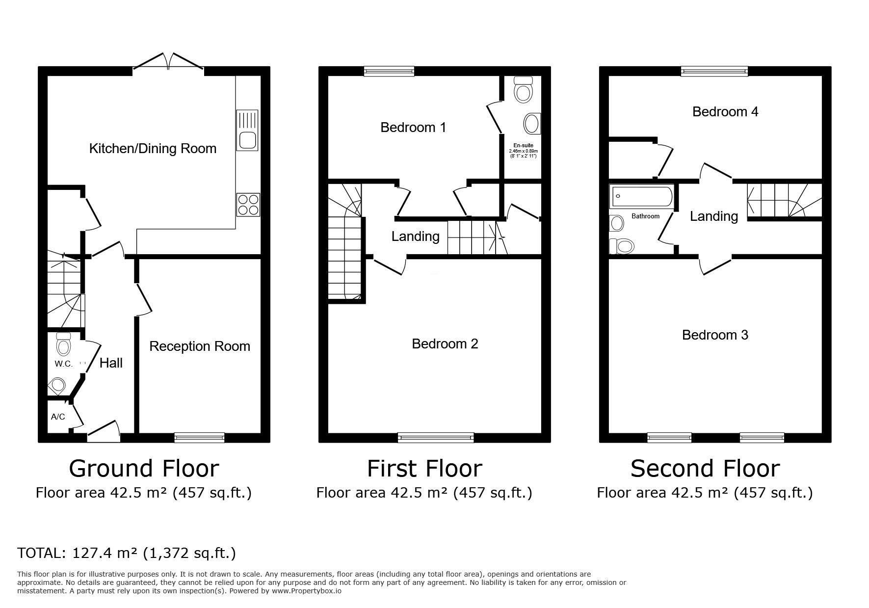 Floorplan of 4 bedroom End Terrace House to rent, Richmond Court, Exeter, EX4