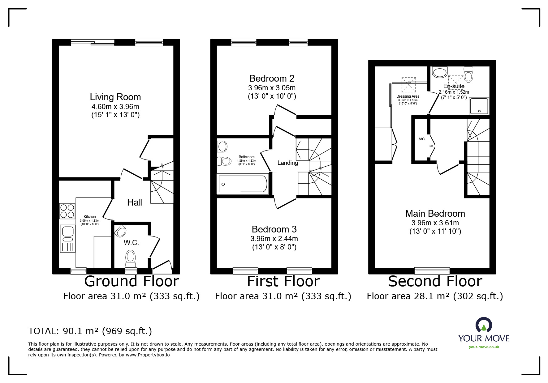 Floorplan of 3 bedroom Mid Terrace House to rent, Greyfriars Road, Exeter, EX4