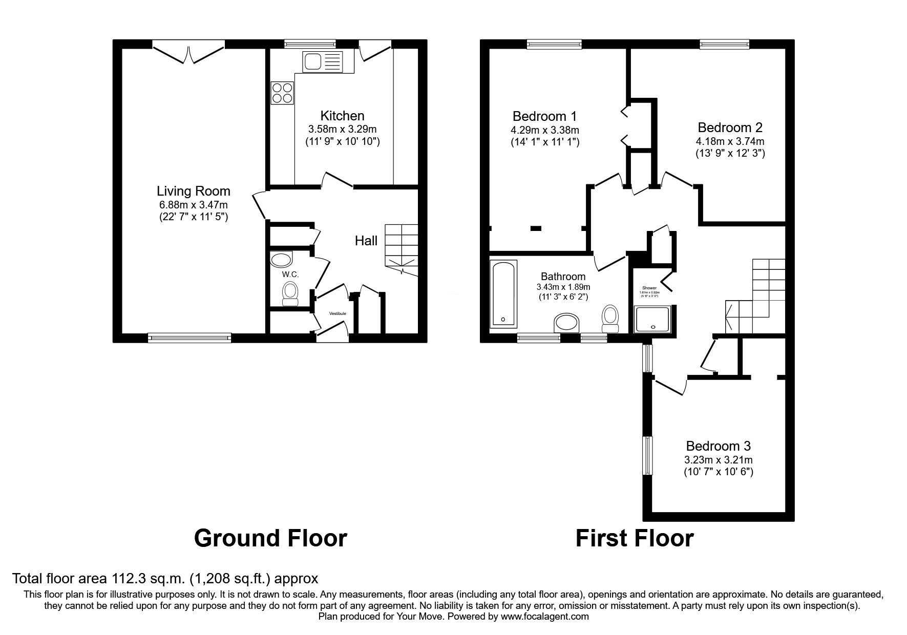 Floorplan of 3 bedroom Mid Terrace House for sale, Huron Avenue, Livingston, West Lothian, EH54