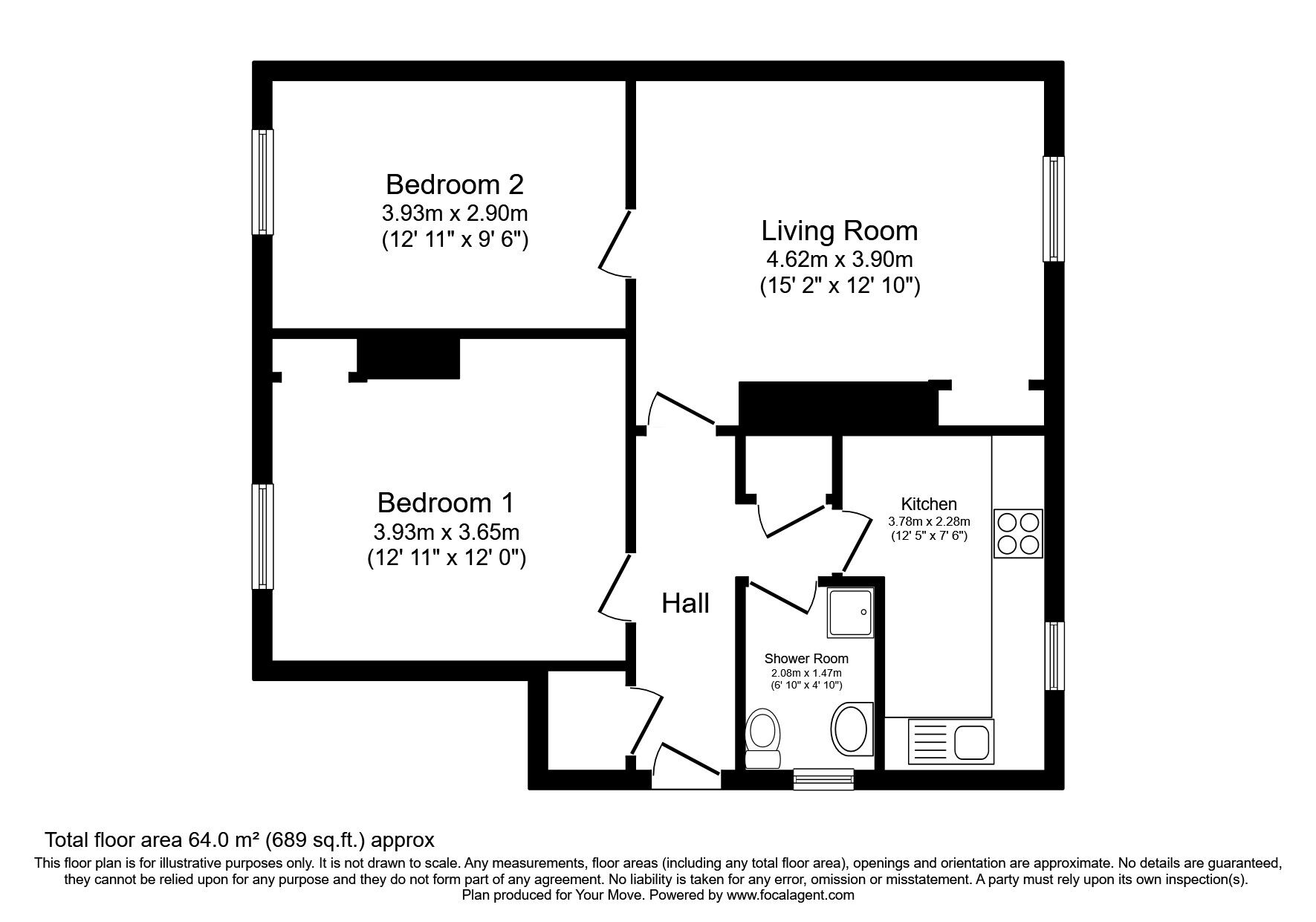 Floorplan of 2 bedroom  Flat for sale, Glenbank, Glen Village, Stirlingshire, FK1