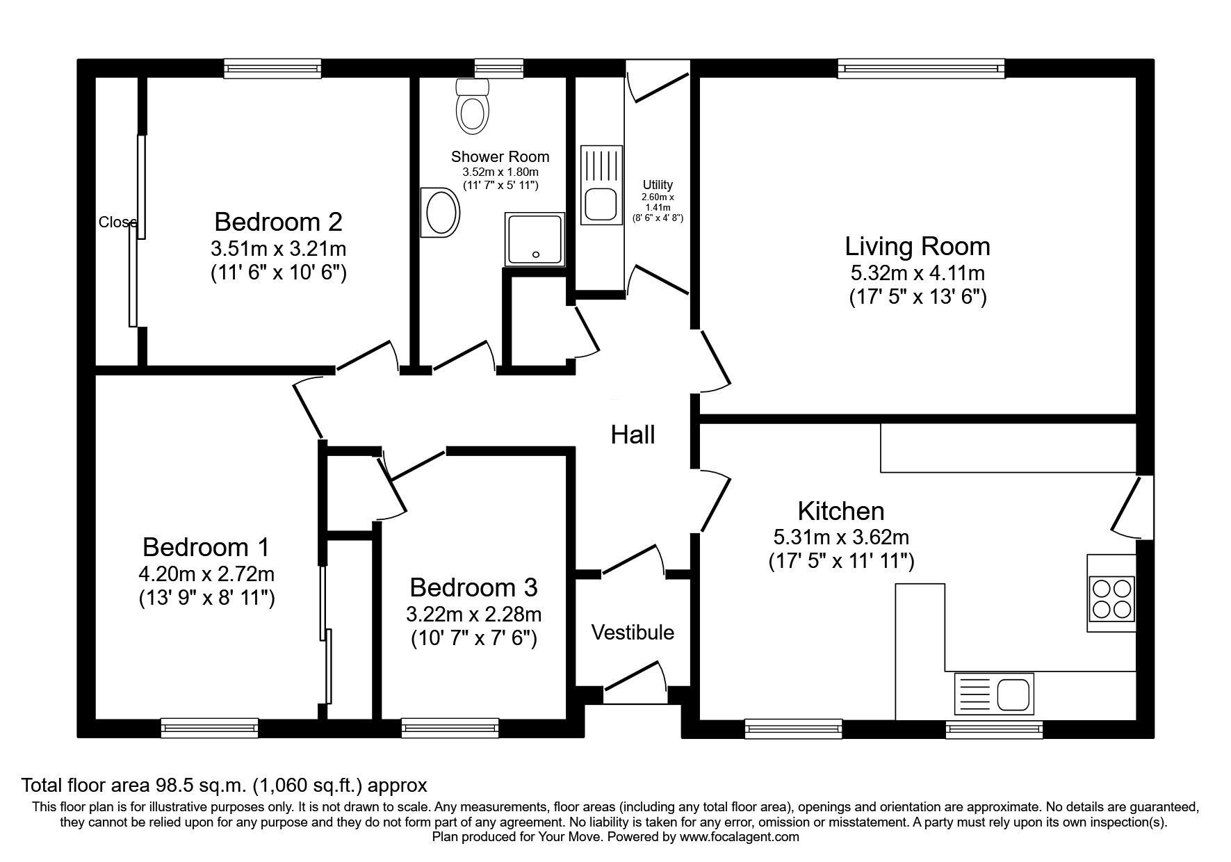 Floorplan of 3 bedroom Detached Bungalow for sale, Almond Terrace, Harthill, North Lanarkshire, ML7