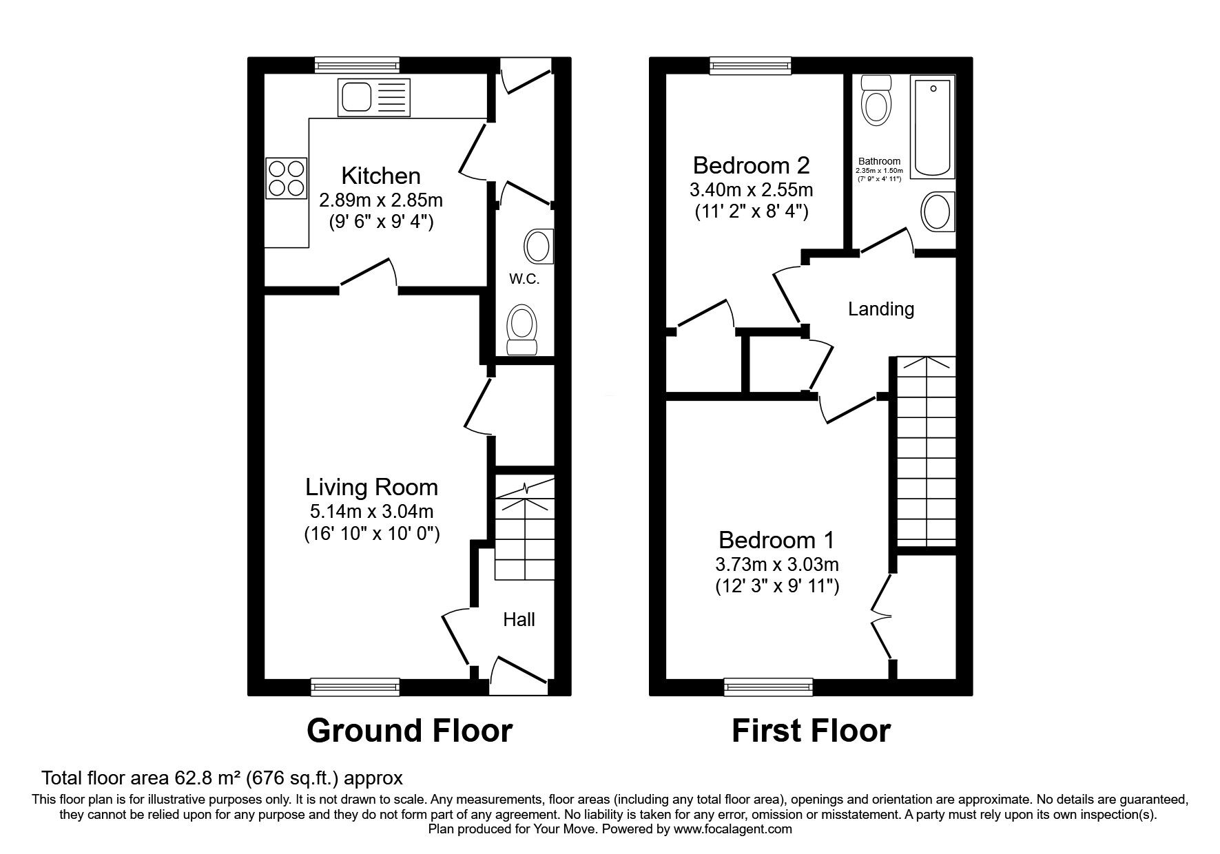 Floorplan of 2 bedroom Mid Terrace House for sale, Langton Crescent, East Calder, West Lothian, EH53