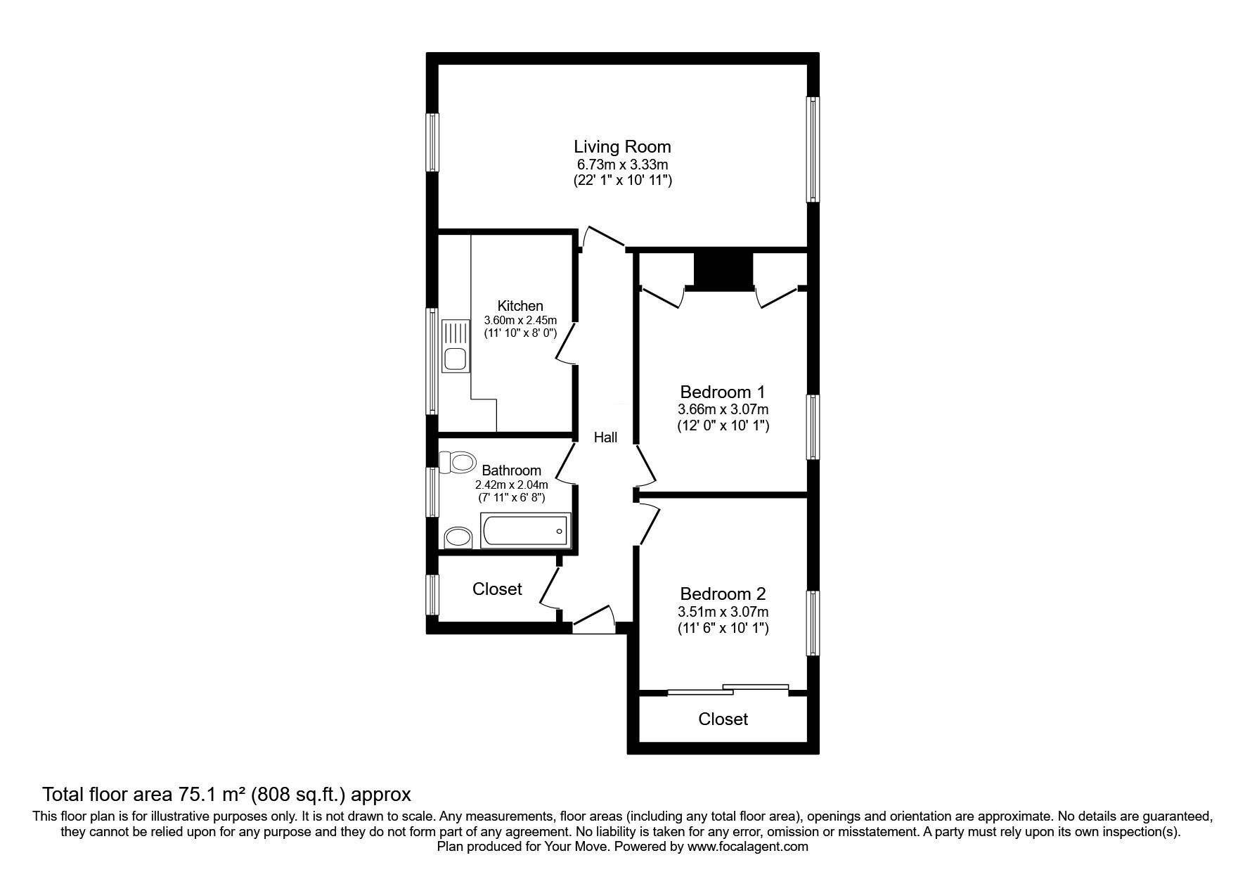 Floorplan of 2 bedroom  Flat for sale, Wholequarter Avenue, Redding, Stirlingshire, FK2