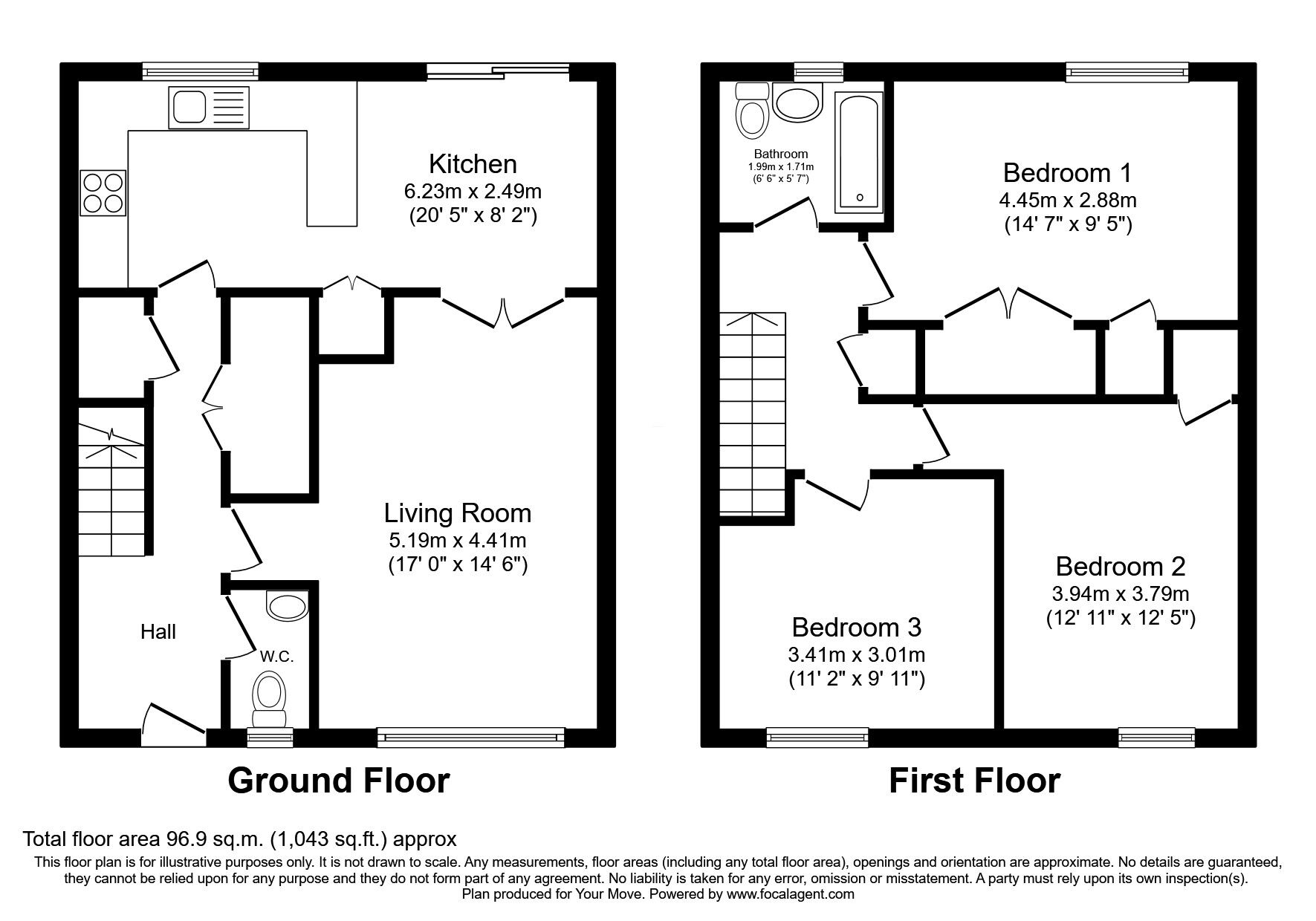 Floorplan of 3 bedroom Semi Detached House for sale, Dochart Place, Falkirk, Stirlingshire, FK1