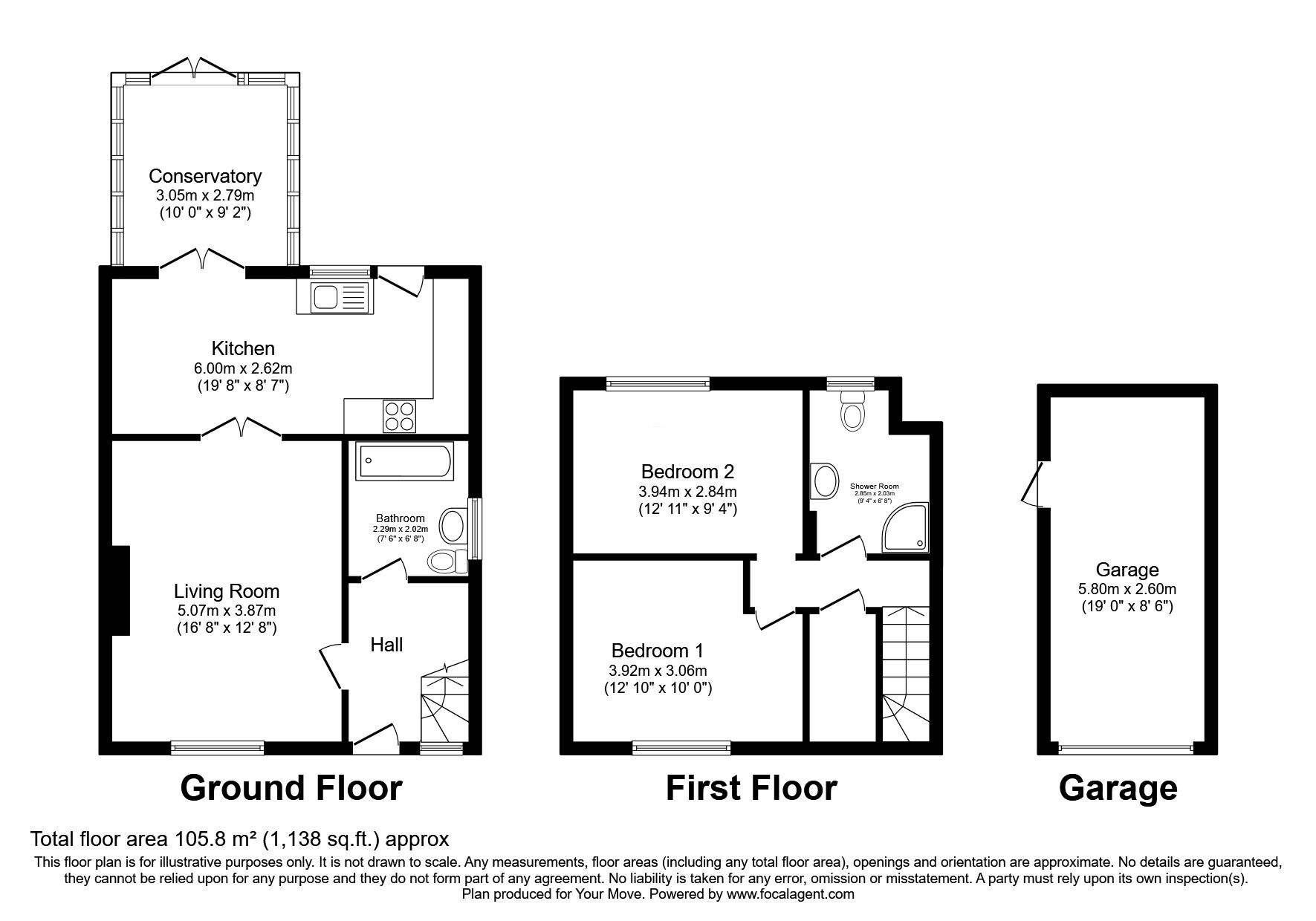 Floorplan of 2 bedroom Semi Detached House for sale, Leith Place, Denny, Stirlingshire, FK6