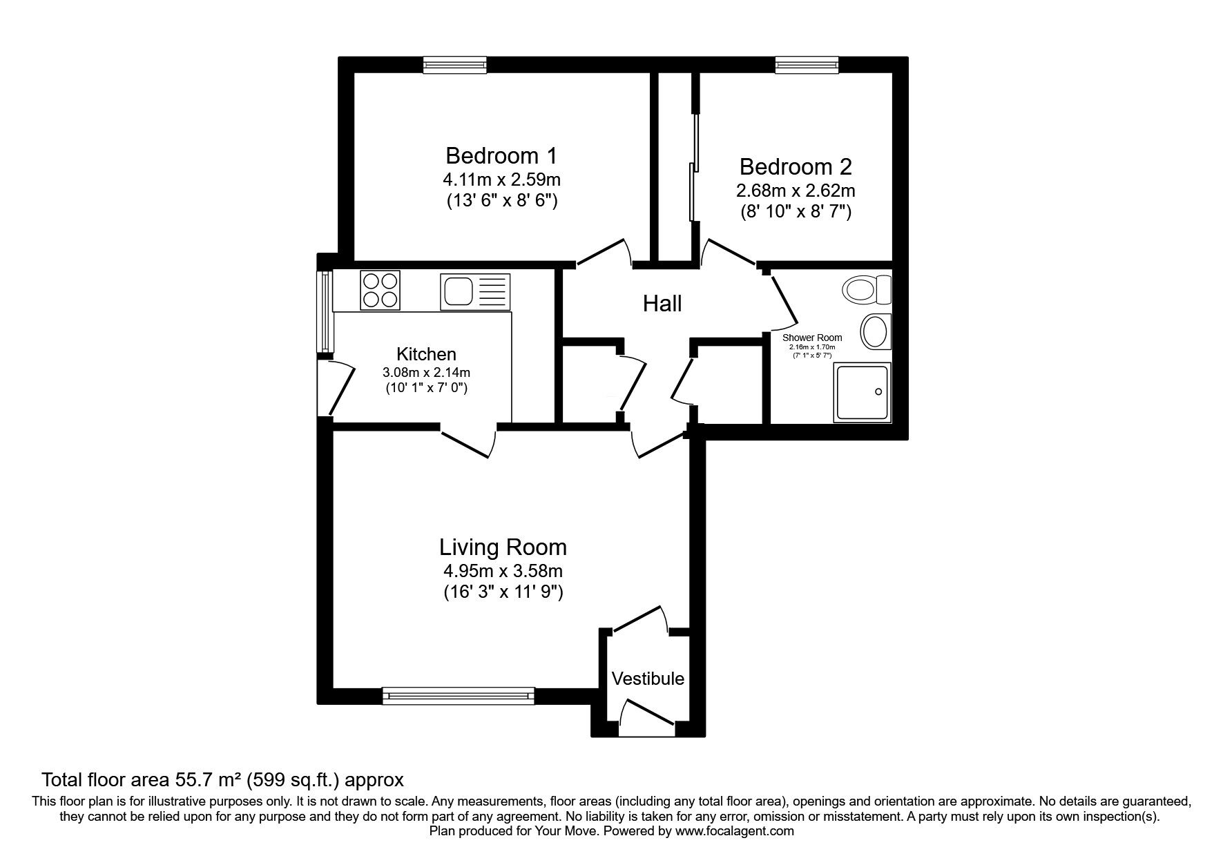 Floorplan of 2 bedroom  Flat for sale, Broad Street, Denny, Stirlingshire, FK6