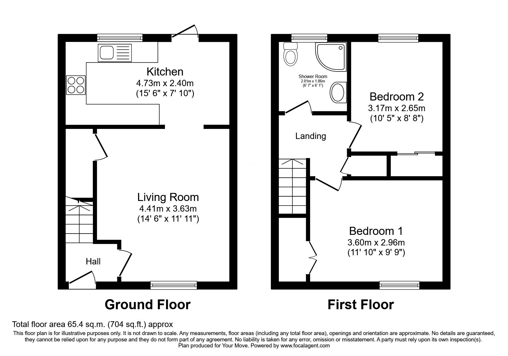 Floorplan of 2 bedroom End Terrace House for sale, North Bank Park, Bo'ness, Stirlingshire, EH51