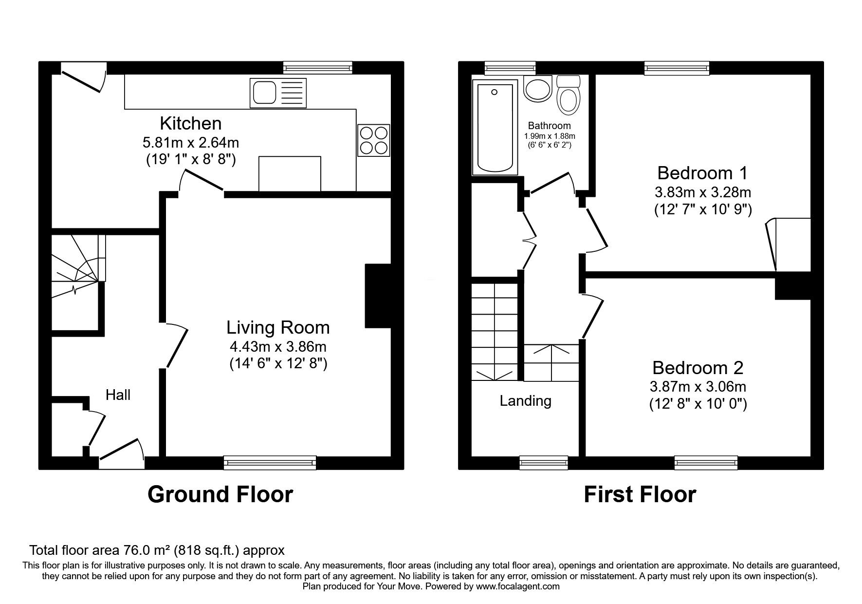 Floorplan of 2 bedroom Mid Terrace House for sale, Elizabeth Drive, Bathgate, West Lothian, EH48