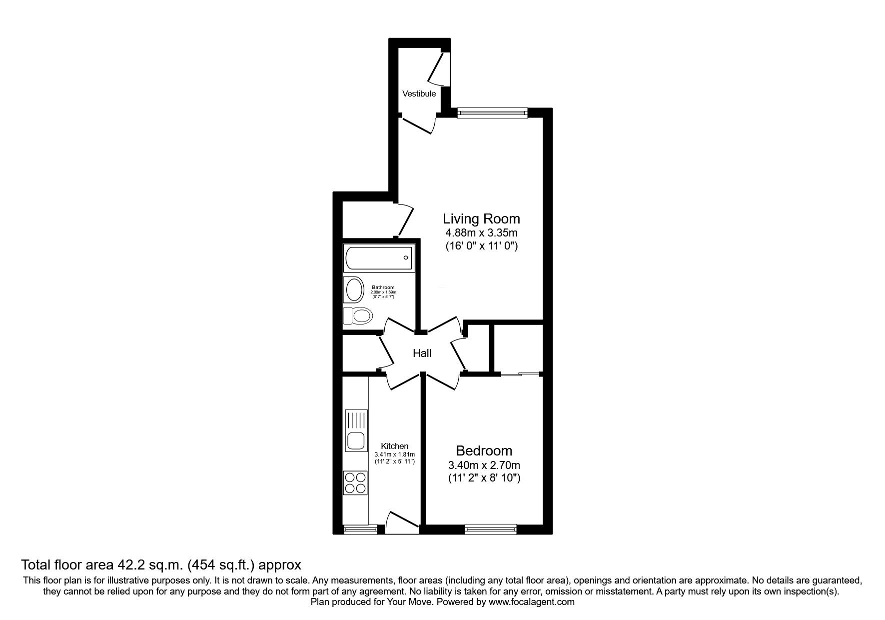 Floorplan of 1 bedroom  Flat for sale, Rowan Crescent, Falkirk, Stirlingshire, FK1