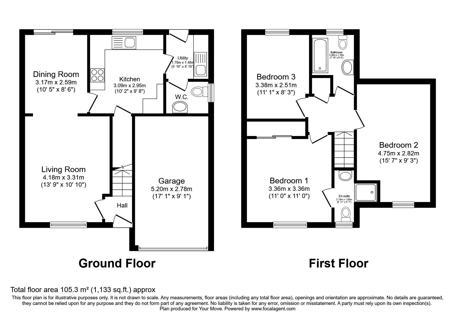 Floorplan of 3 bedroom Detached House for sale, Kersehill Crescent, Falkirk, Stirlingshire, FK2