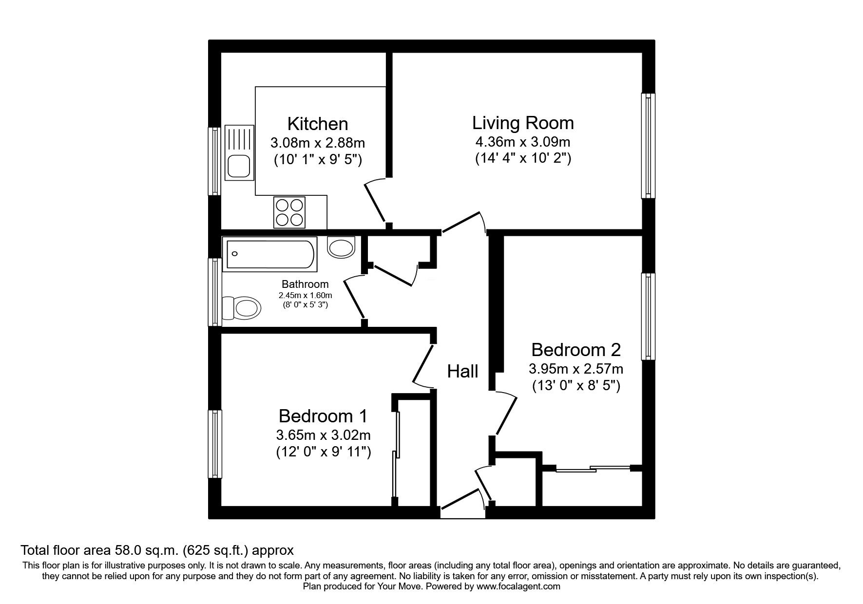 Floorplan of 2 bedroom  Flat for sale, Melbourne Street, Livingston, West Lothian, EH54