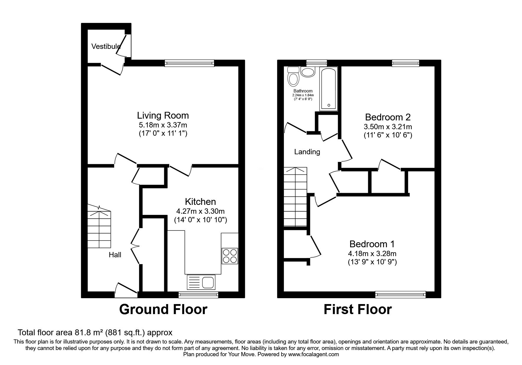 Floorplan of 2 bedroom Semi Detached House for sale, Garry Place, Falkirk, Stirlingshire, FK1