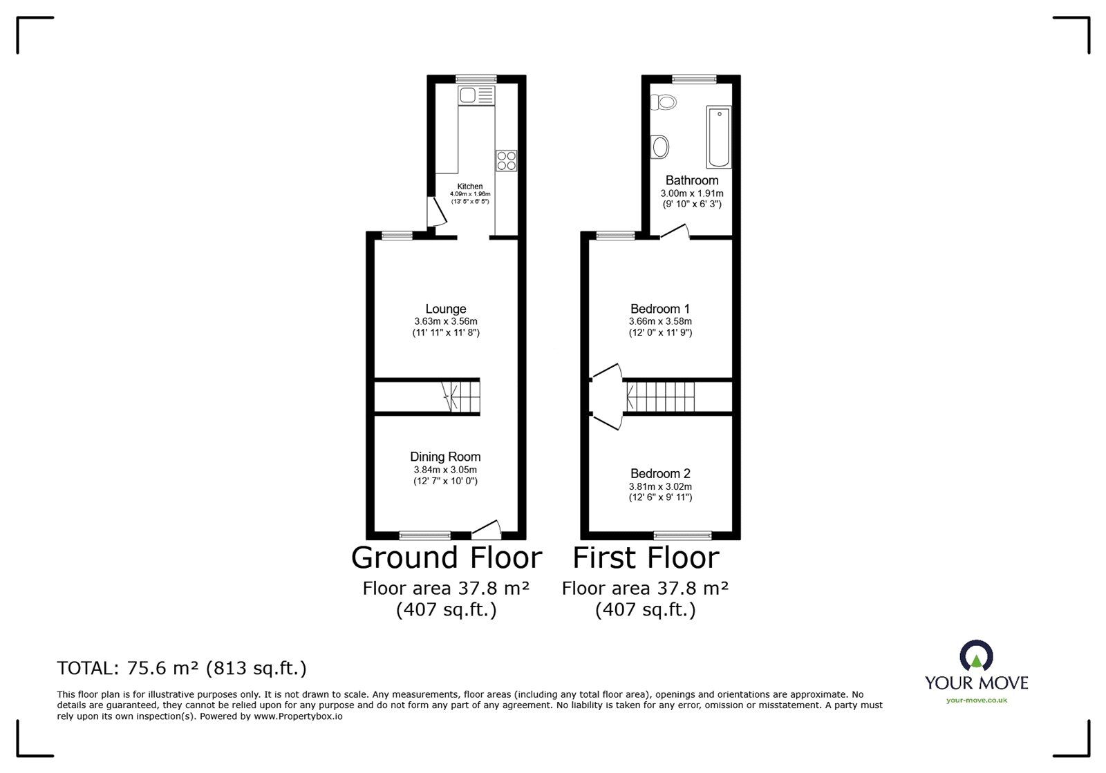 Floorplan of 2 bedroom End Terrace House to rent, Dorset Place, Faversham, Kent, ME13