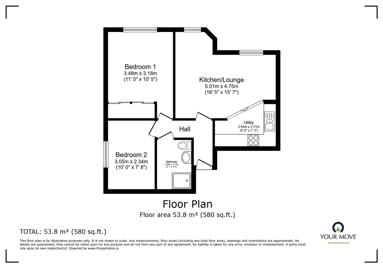 Floorplan of 2 bedroom  Flat to rent, Wynn Road, Whitstable, Kent, CT5