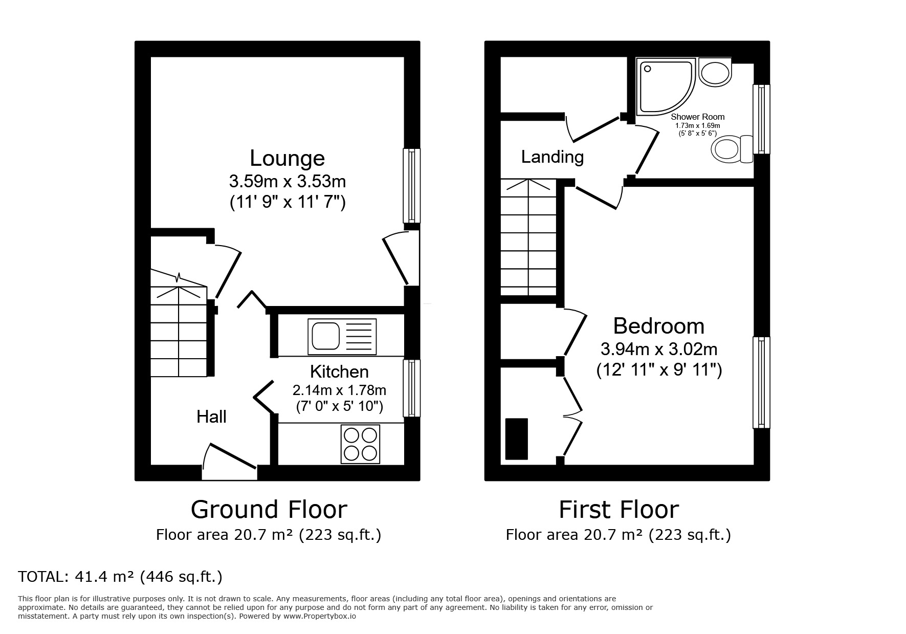 Floorplan of 1 bedroom End Terrace House for sale, The Meadows, Herne Bay, Kent, CT6