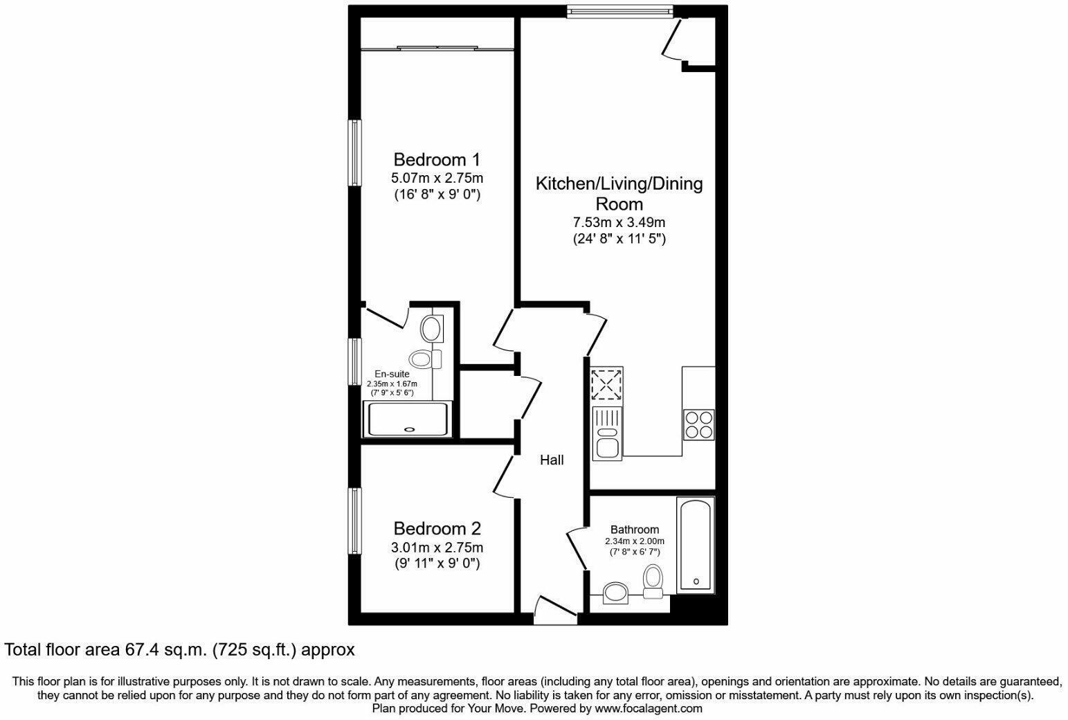 Floorplan of 2 bedroom  Flat for sale, Olympia Way, Whitstable, Kent, CT5