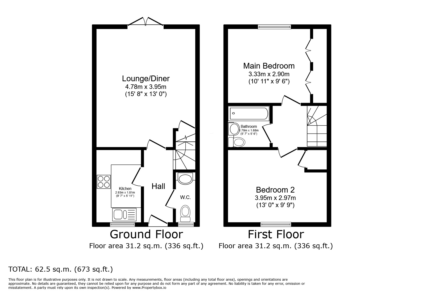 Floorplan of 2 bedroom Mid Terrace House for sale, Finch Close, Faversham, Kent, ME13