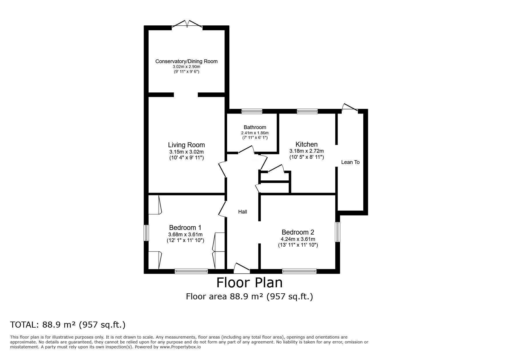 Floorplan of 2 bedroom Detached Bungalow for sale, Princess Road, Whitstable, Kent, CT5