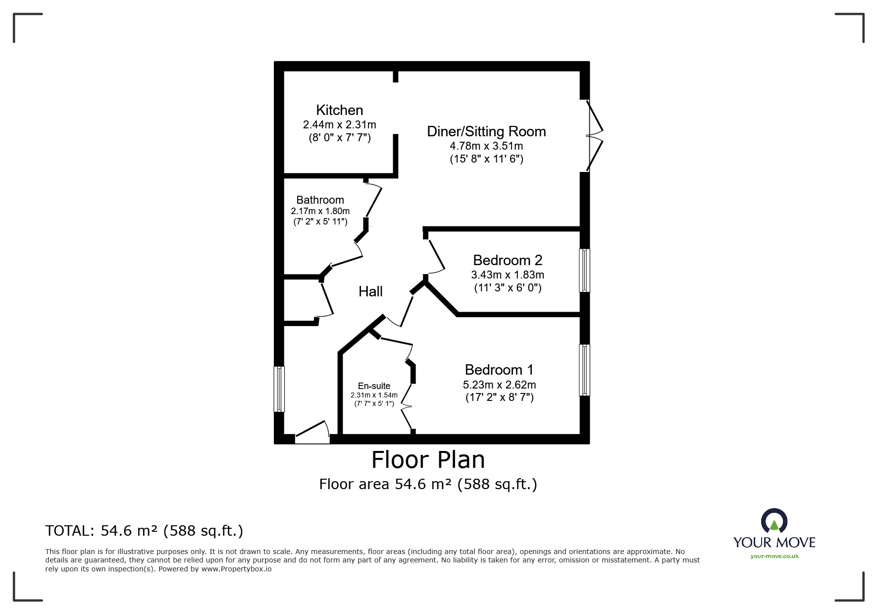 Floorplan of 2 bedroom  Flat for sale, Weyman Terrace, Herne Bay, Kent, CT6