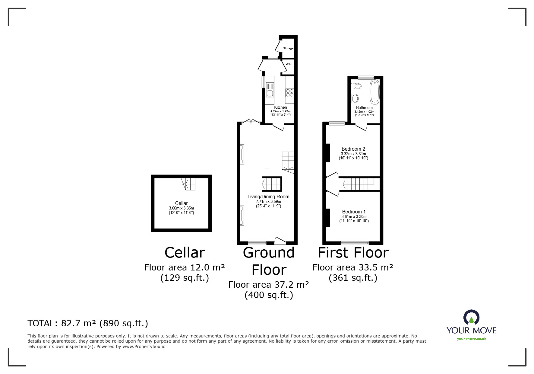 Floorplan of 2 bedroom Mid Terrace House for sale, Dorset Place, Faversham, Kent, ME13