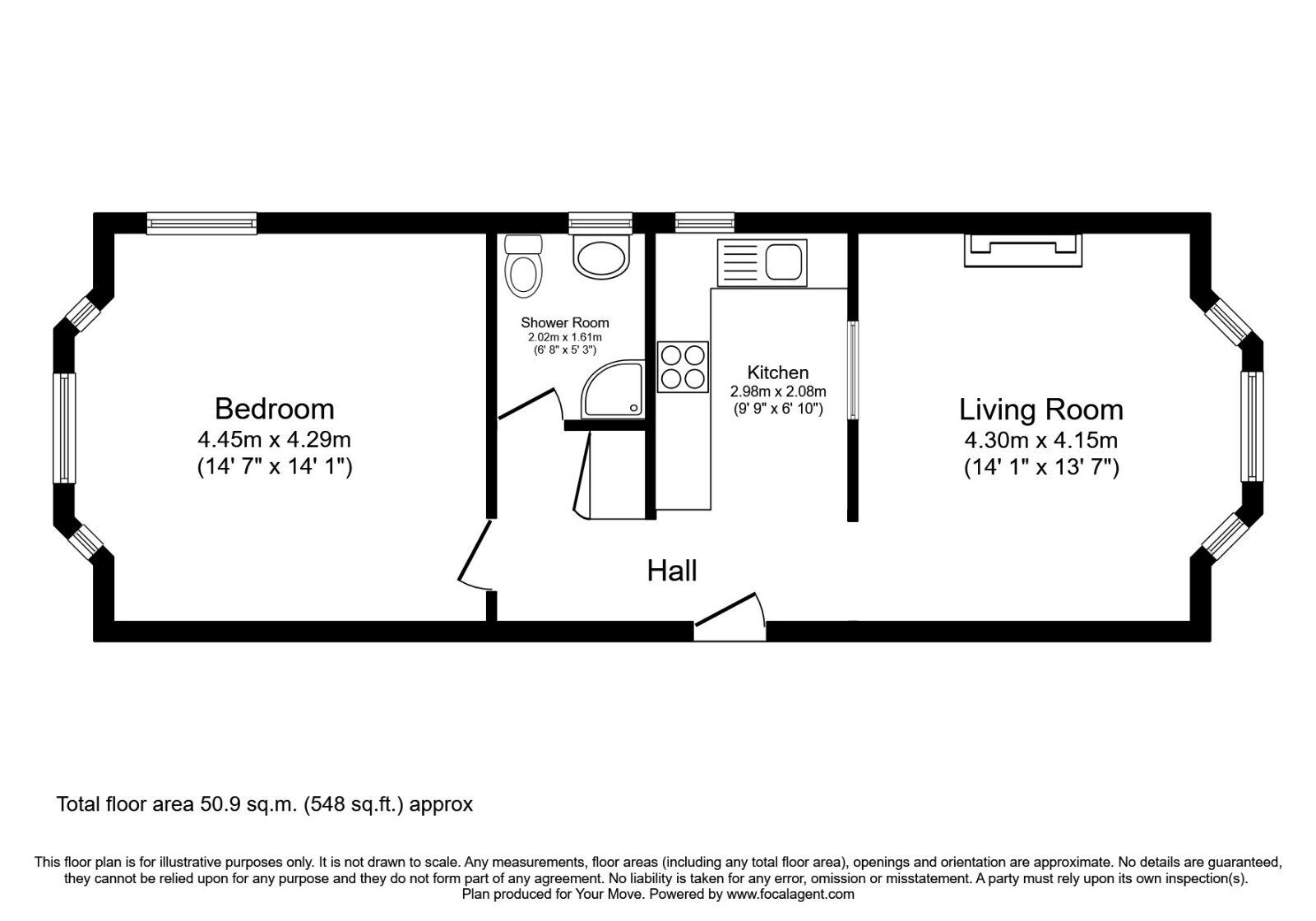 Floorplan of 1 bedroom  Flat for sale, South Road, Faversham, Kent, ME13