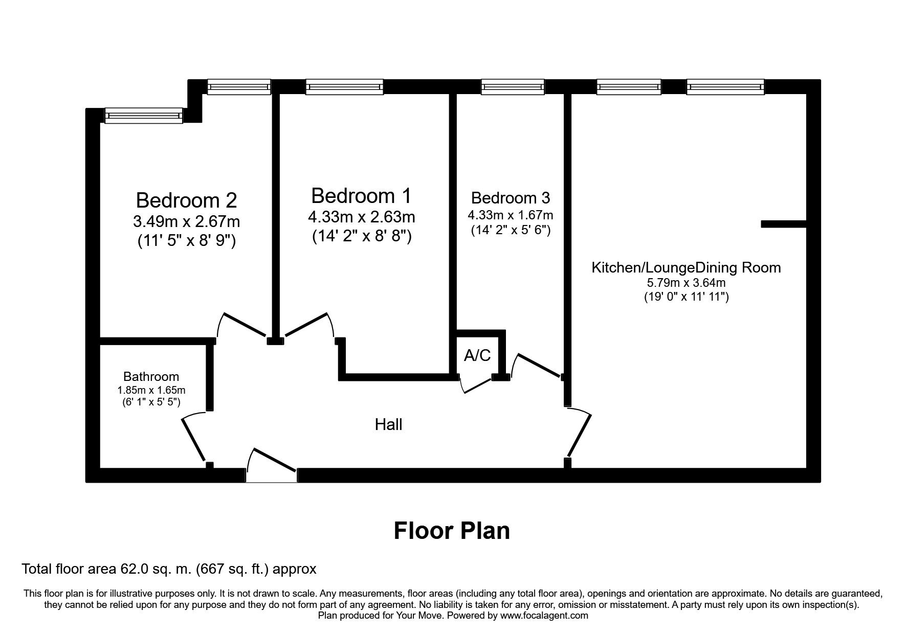 Floorplan of 3 bedroom  Flat to rent, Newton Road, Faversham, Kent, ME13