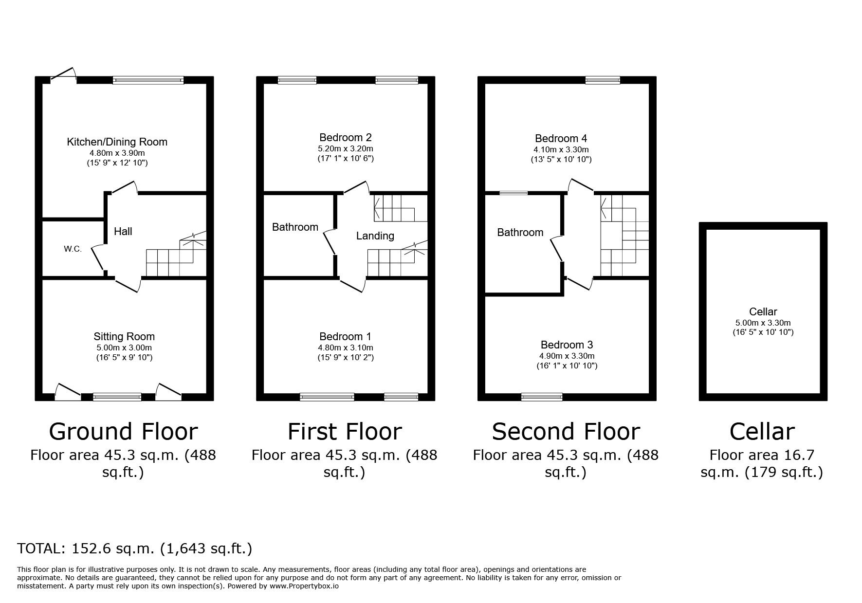 Floorplan of 4 bedroom End Terrace House to rent, West Street, Faversham, Kent, ME13