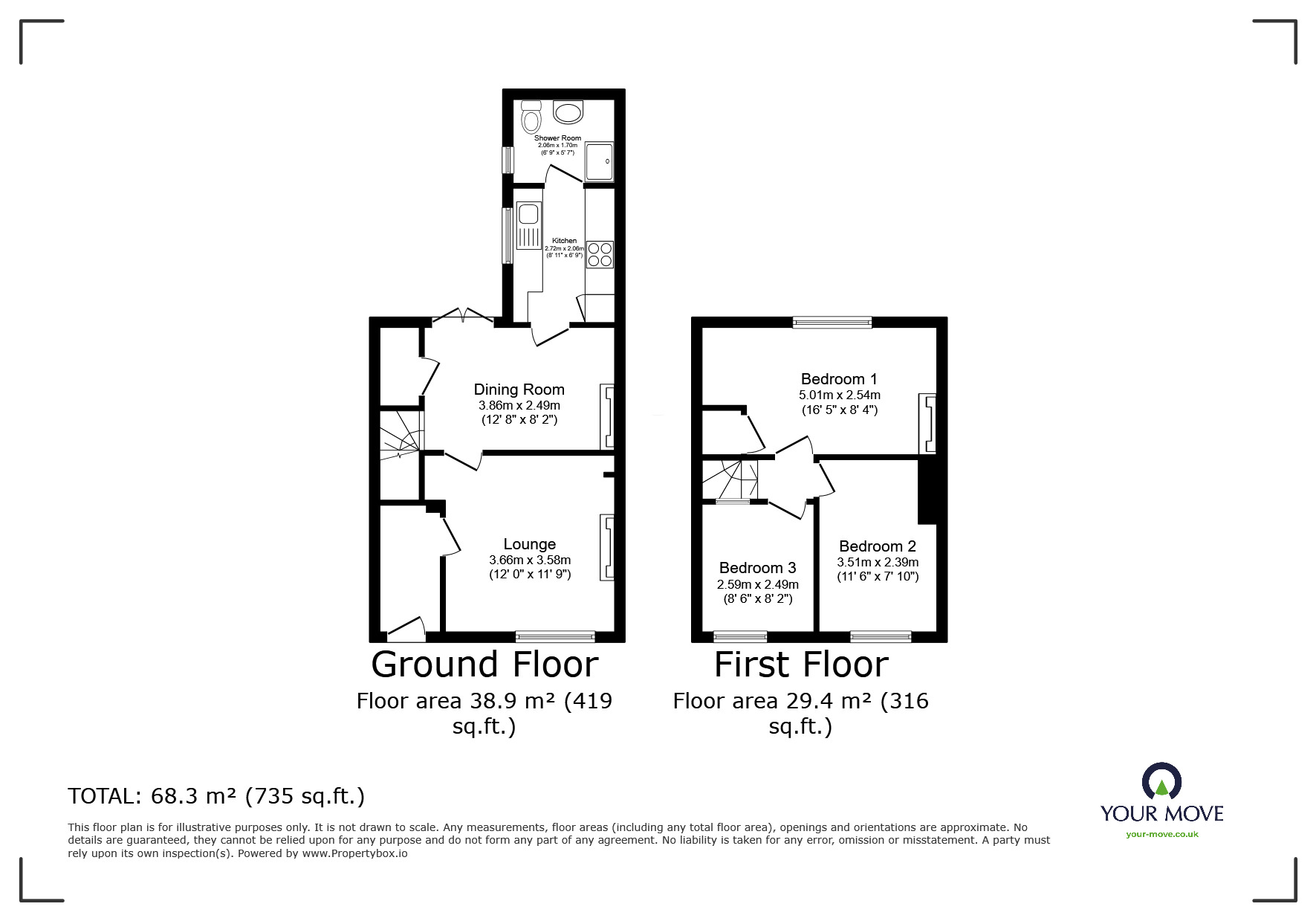 Floorplan of 3 bedroom Mid Terrace House for sale, Upper Brents, Faversham, Kent, ME13