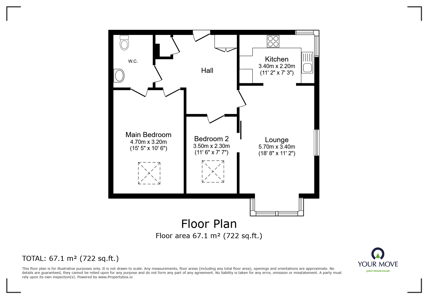 Floorplan of 2 bedroom  Flat for sale, Abbey Fields Court, Cole Road, Kent, ME13