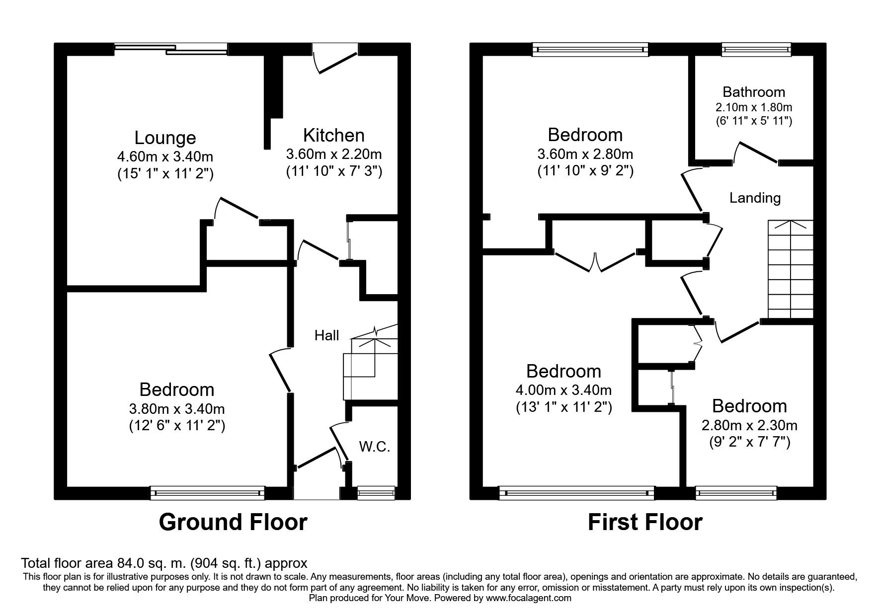 Floorplan of 4 bedroom Mid Terrace House to rent, Cherrywood Avenue, Englefield Green, Surrey, TW20