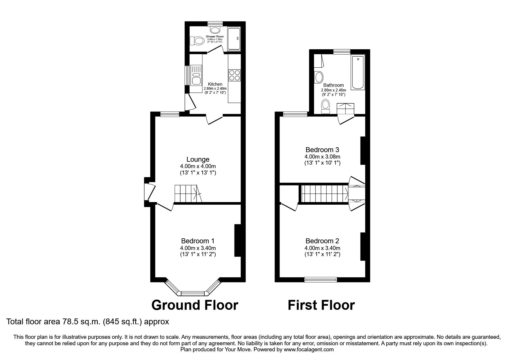 Floorplan of 3 bedroom Semi Detached House to rent, Hummer Road, Egham, Surrey, TW20