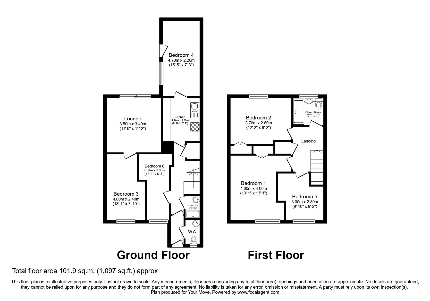 Floorplan of 6 bedroom Mid Terrace House to rent, Linden Court, Englefield Green, Surrey, TW20