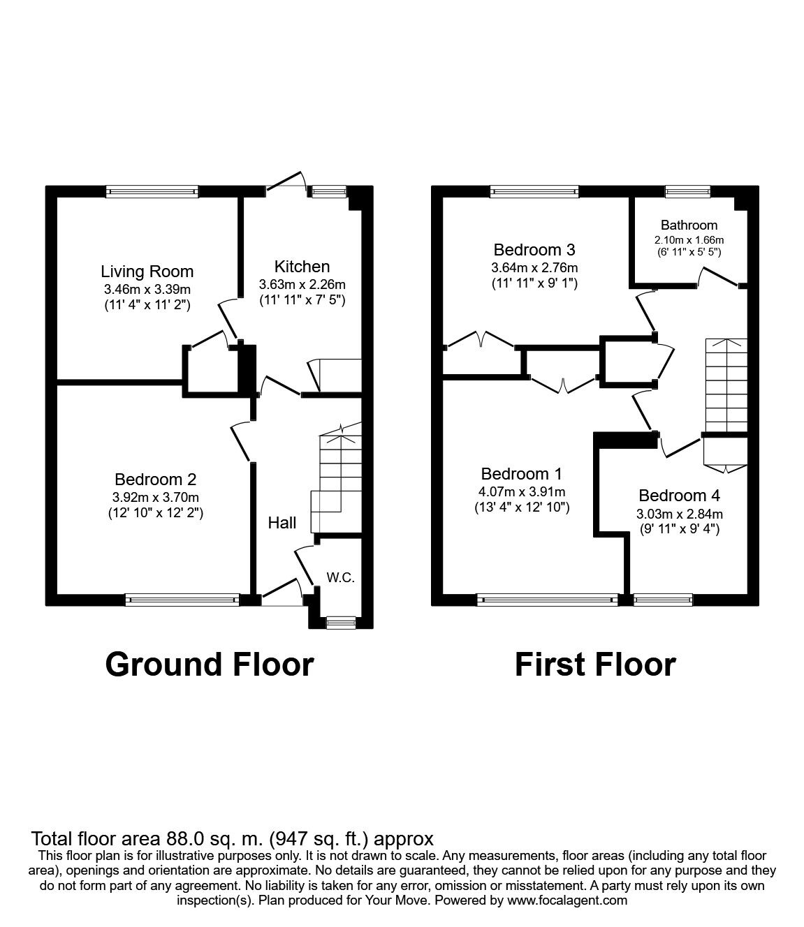 Floorplan of 4 bedroom Mid Terrace House to rent, Cherrywood Avenue, Englefield Green, Surrey, TW20