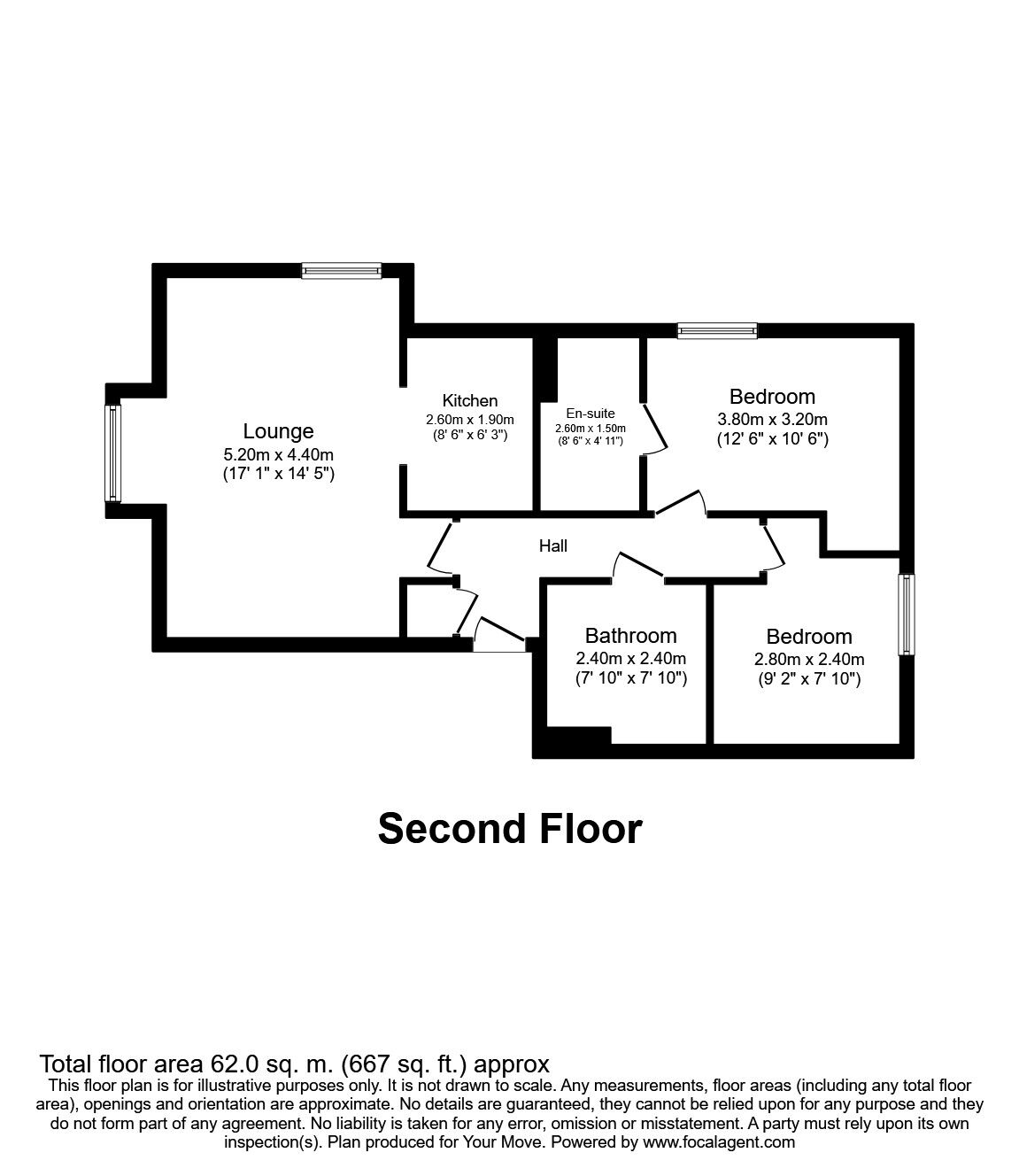 Floorplan of 2 bedroom  Flat to rent, Flat 5 Gallery Court Vicarage Road, Egham, Surrey, TW20