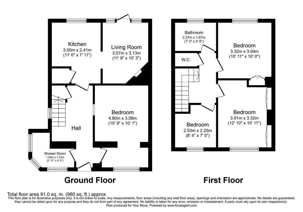 Floorplan of 4 bedroom Semi Detached House to rent, Firbank Place, Englefield Green, Surrey, TW20