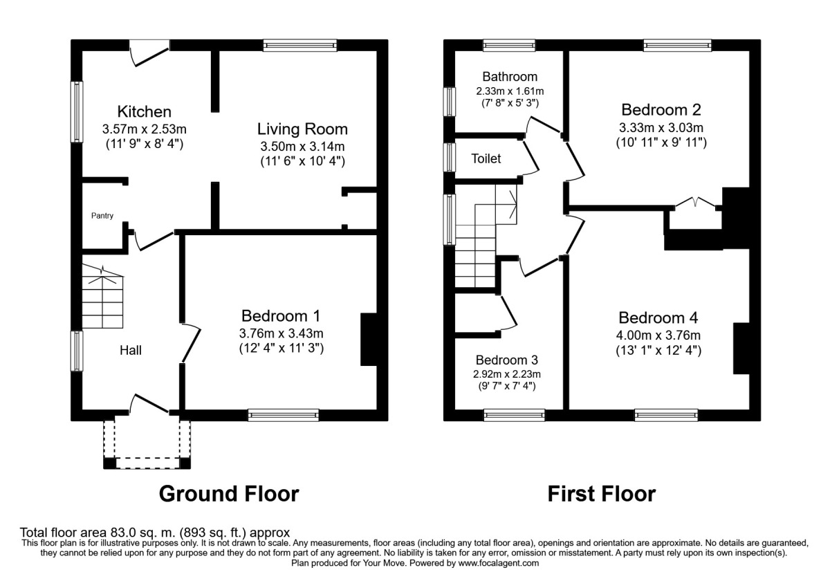 Floorplan of 4 bedroom Semi Detached House to rent, Elmbank Avenue, Englefield Green, Surrey, TW20