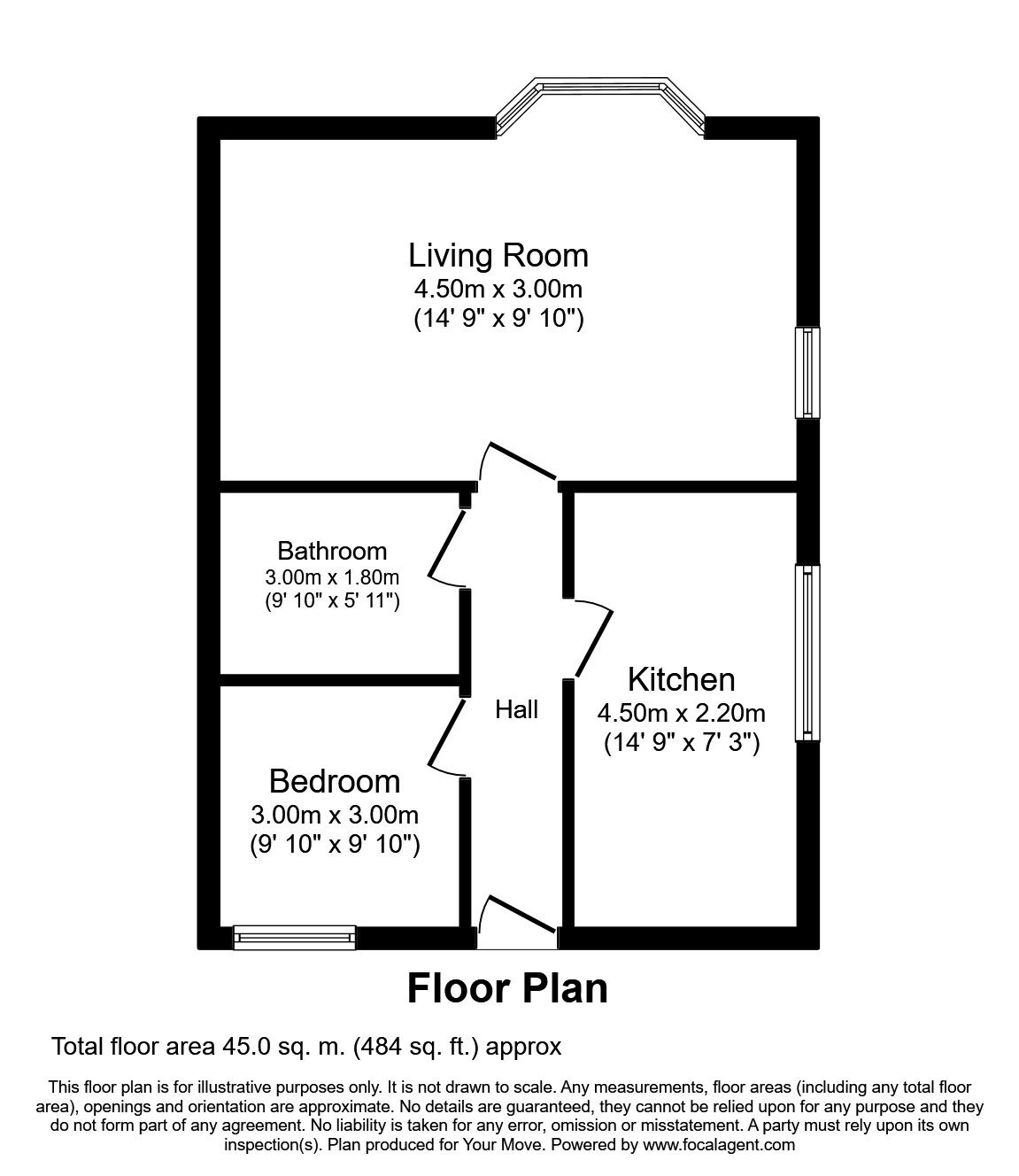 Floorplan of 1 bedroom  Flat to rent, Crown Street, Gillingham, Kent, ME7