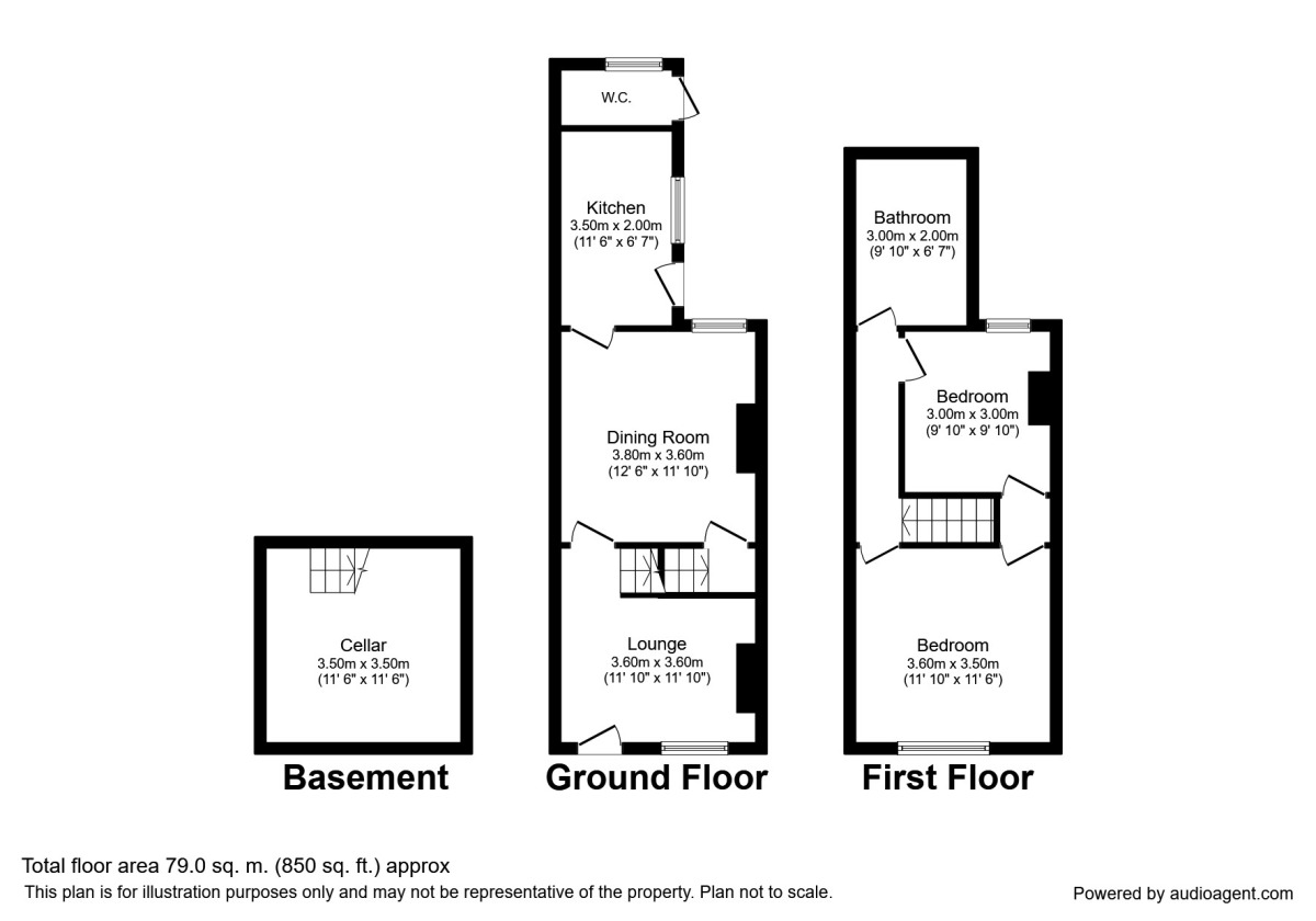 Floorplan of 2 bedroom Mid Terrace House to rent, Saxton Street, Gillingham, Kent, ME7