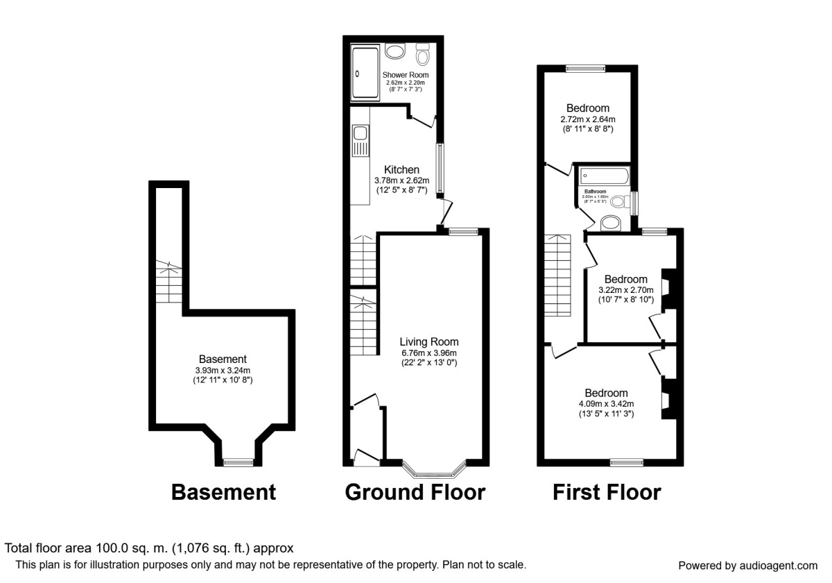 Floorplan of 3 bedroom Mid Terrace House to rent, Garfield Road, Gillingham, Kent, ME7