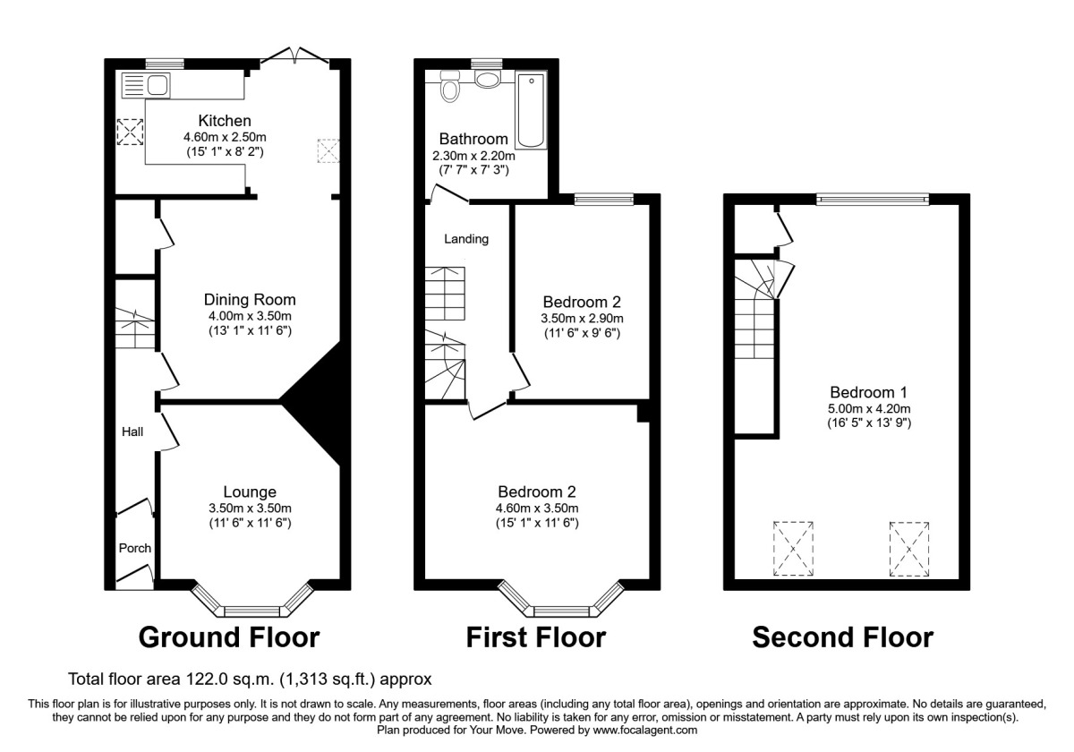 Floorplan of 3 bedroom Mid Terrace House to rent, The Chase, Gillingham, Kent, ME8