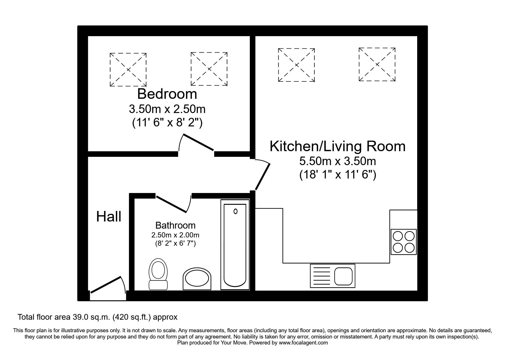 Floorplan of 1 bedroom  Flat to rent, Trafalgar Street, Gillingham, Kent, ME7